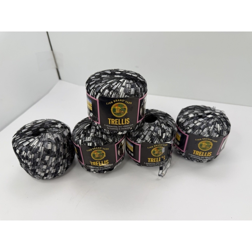 Lion Brand Trellis Shimmering Lacy Knitting Ribbons Yarn Night Life Lot of 5